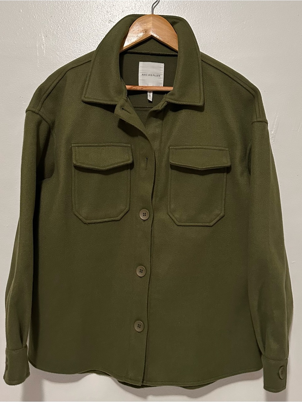 Avec Les Filles Olive Utility Jacket with Chest Pockets